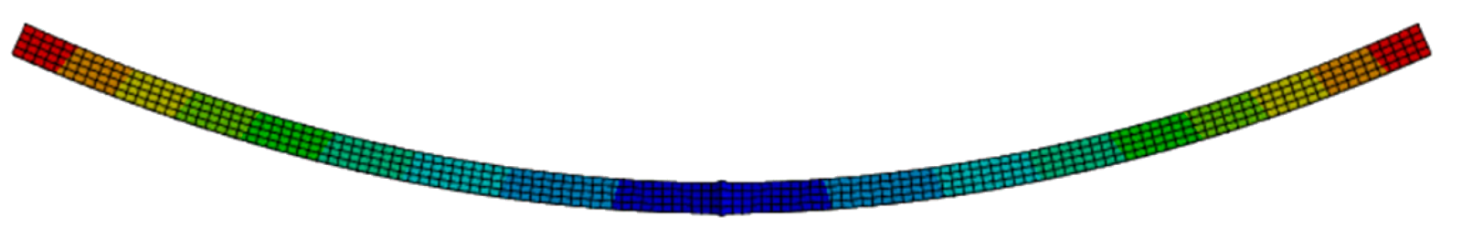 Curved finite-element mesh from the shape-morphing study in the supplied presentation
